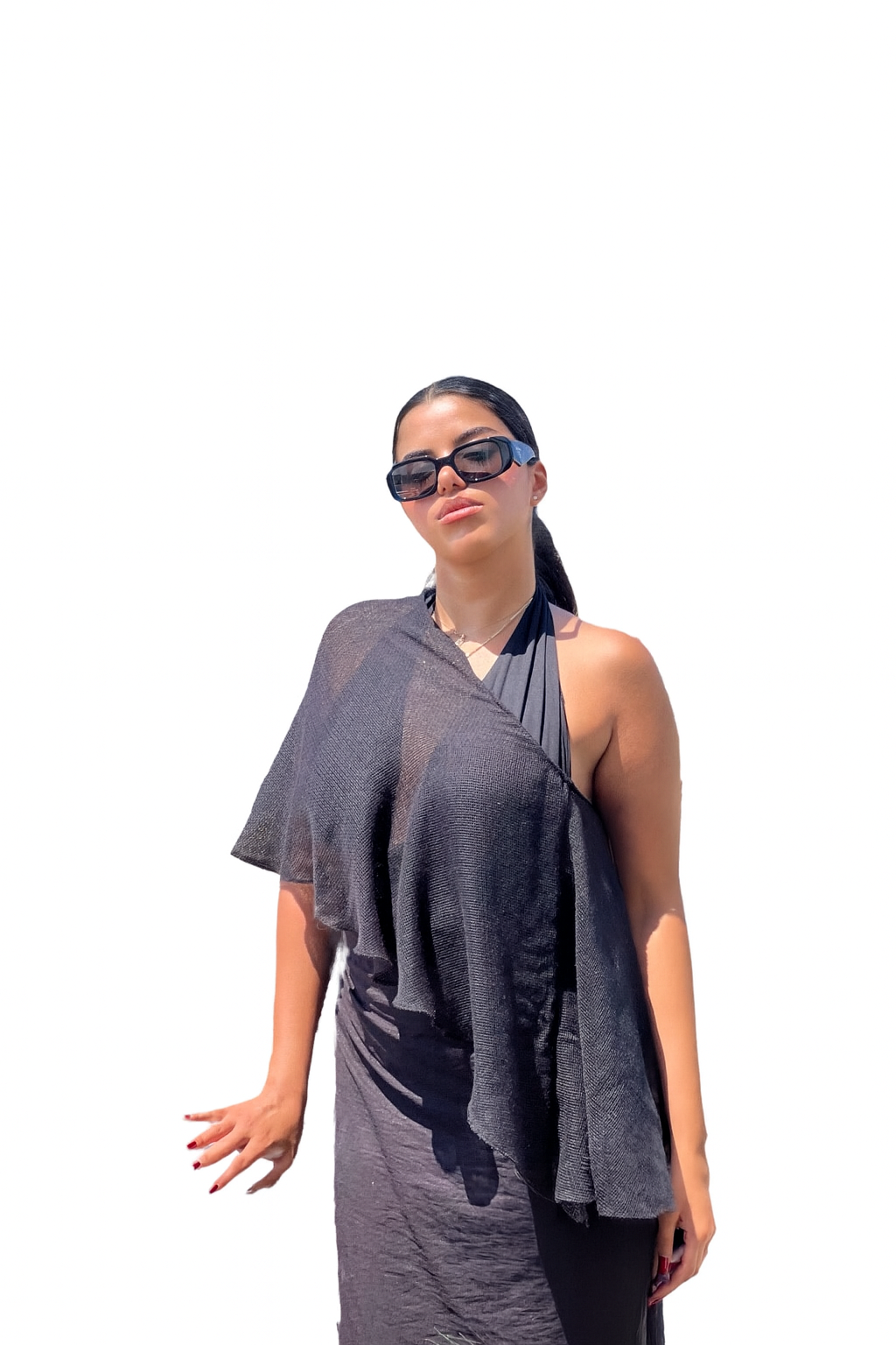 Black Knitted Poncho