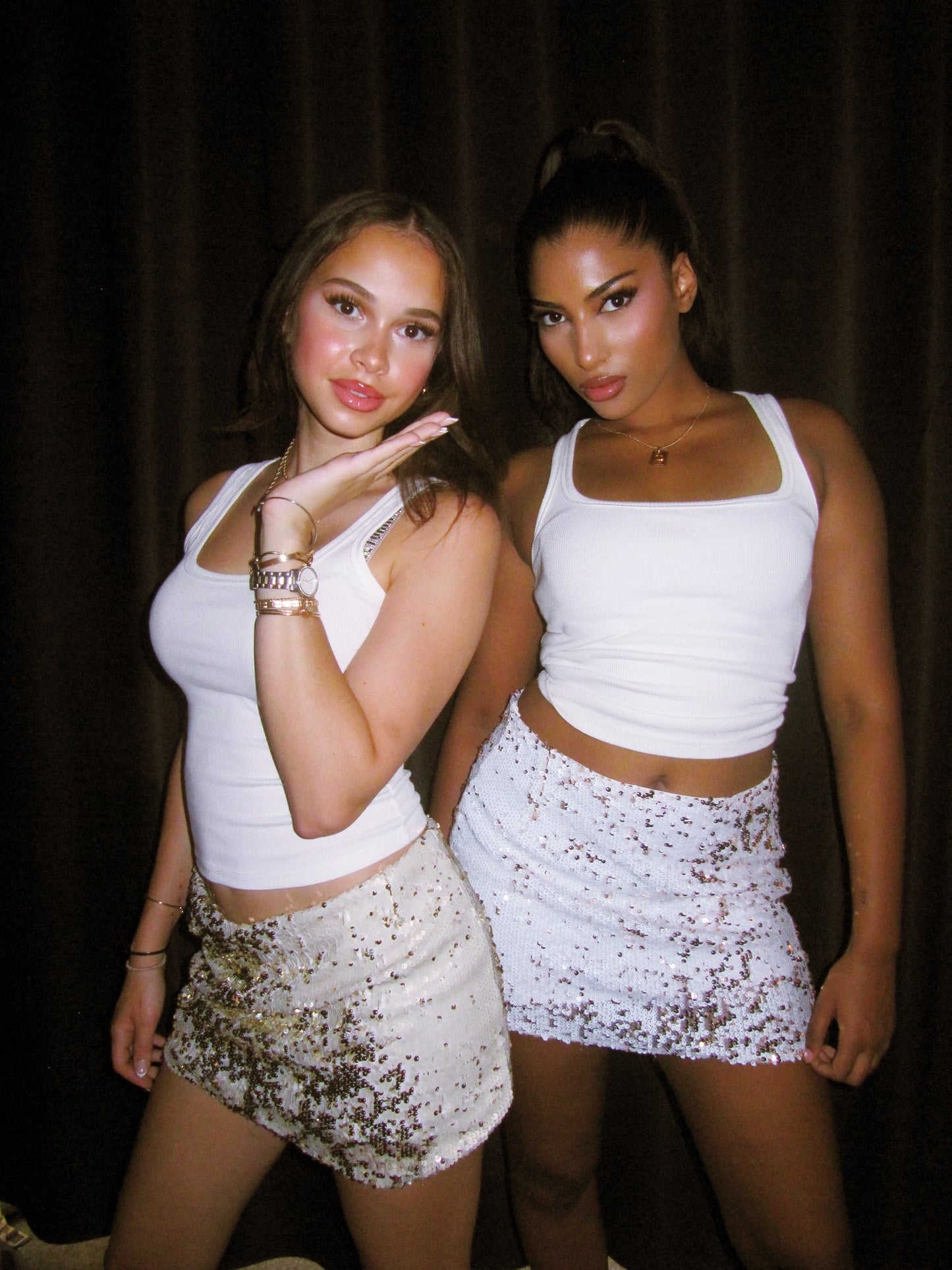 Gold Sequin Mini Skirt