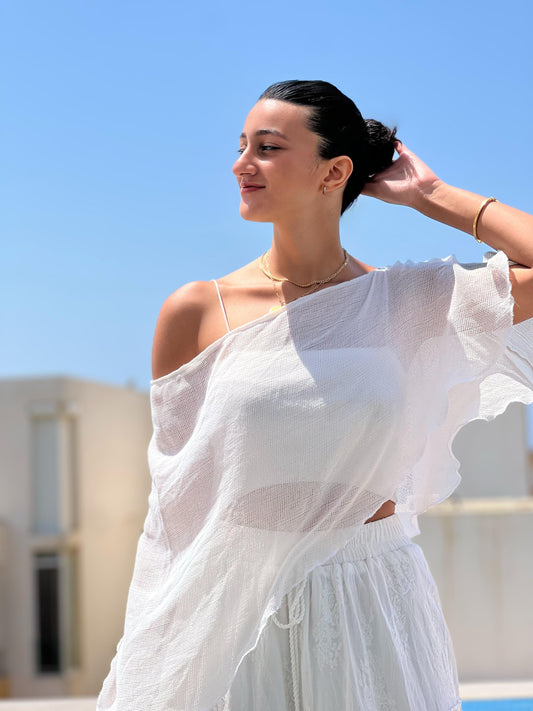 White Knitted Poncho