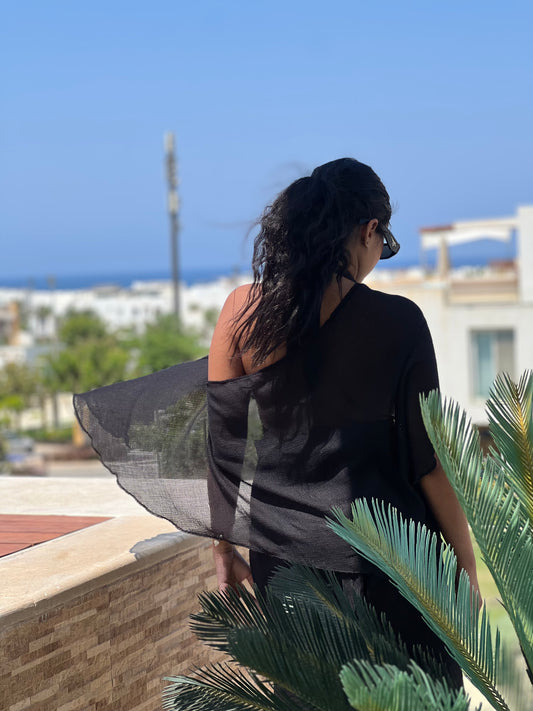 Black Knitted Poncho