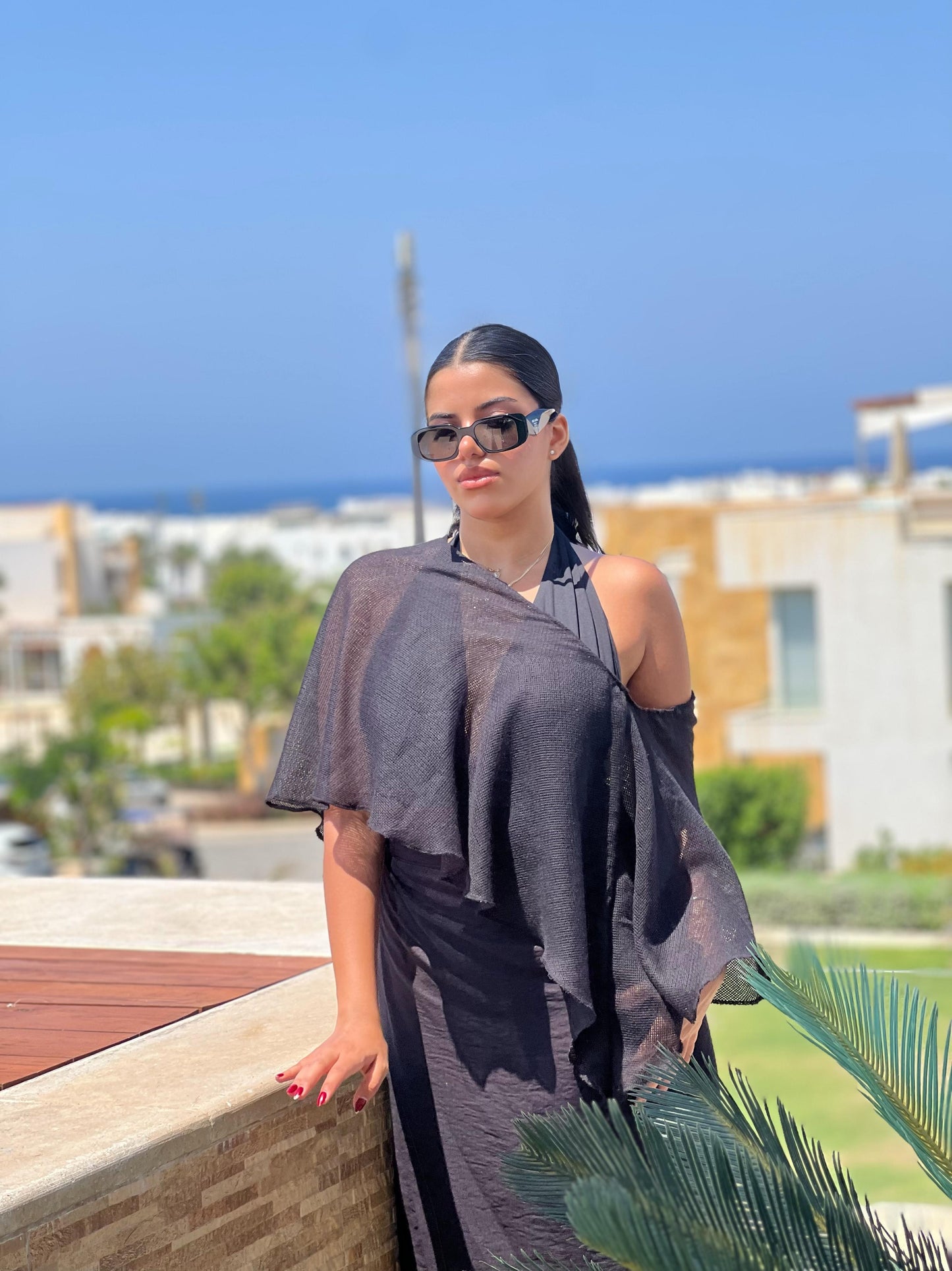 Black Knitted Poncho
